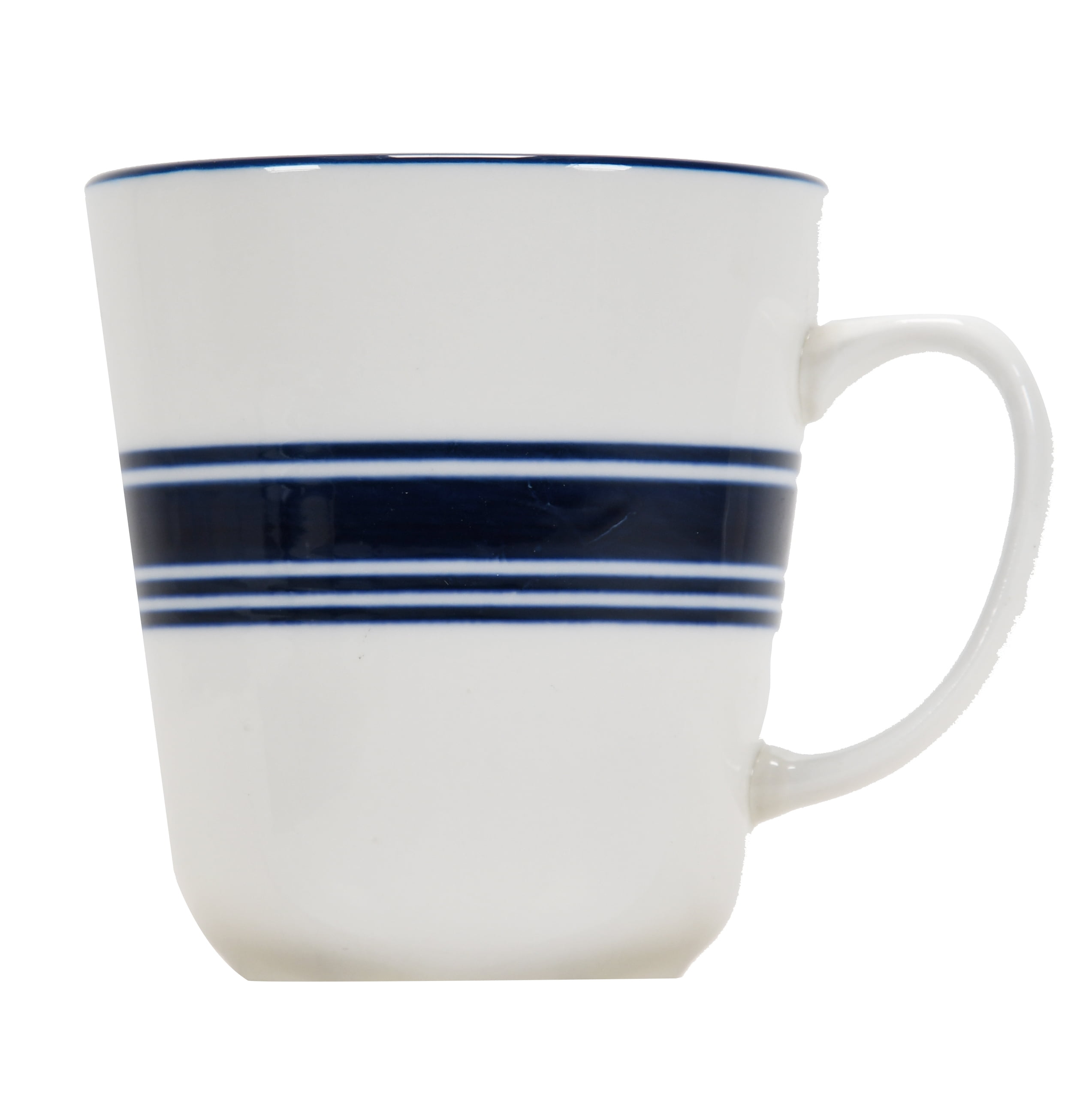 Brasserie Blue-Banded Porcelain Coffee Mugs
