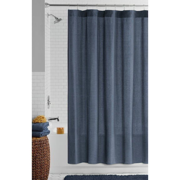 Mainstays Blue Chambray Fabric Shower Curtain, 72" x 72"