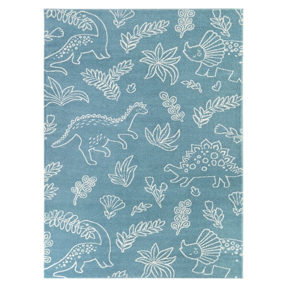 Mainstays Blue Dinosaur Indoor Rug, 5' 3"W x 7'L