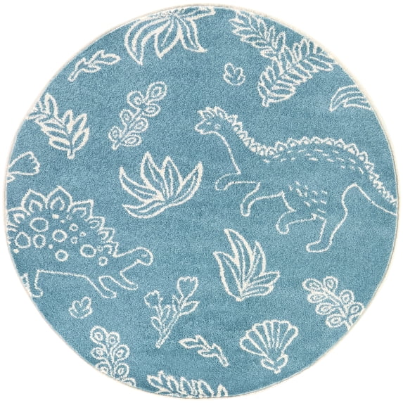 Mainstays Blue Dinosaur Round Indoor Rug, 47" Round