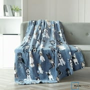 Mainstays Blue Dogs Plush Throw Blanket 50" x 60"