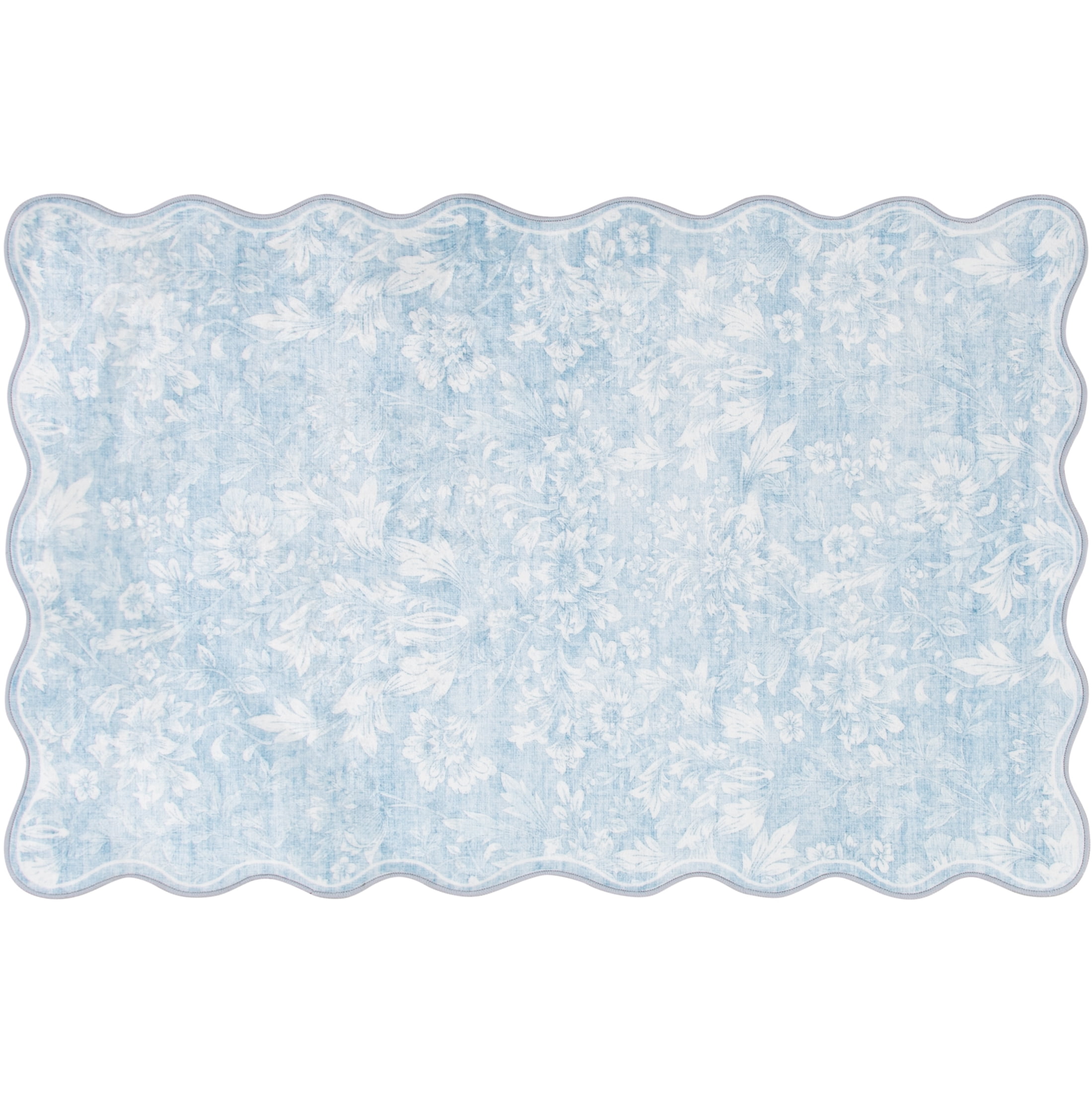 Mainstays Blue Feather Faux Fur Scalloped Indoor Accent Rug, 36"x56"
