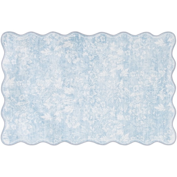 Mainstays Blue Feather Faux Fur Scalloped Indoor Accent Rug, 36"x56"