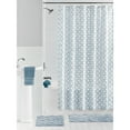 thumbnail image 1 of Mainstays 15-Piece Blue & White Diamond Bathroom Set – Shower Curtain, Bath Rugs & Hooks, Stylish Polyester Decor, 1 of 6
