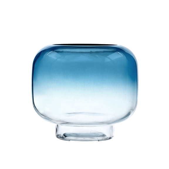 Mainstays 6.5" Blue Ombre Glass Hurricane Home Pillar Candle Holder Medium