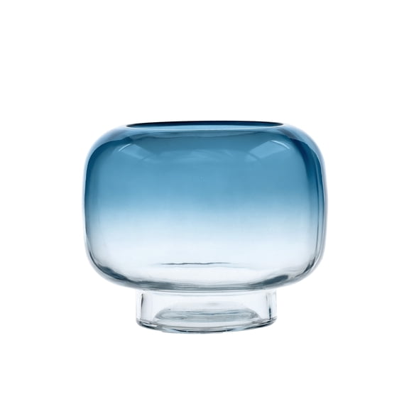 Mainstays 5.2" Blue Ombre Glass Hurricane Home Pillar Candle Holder Small