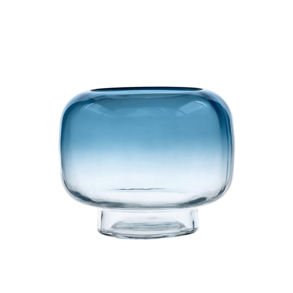 Mainstays 5.2" Blue Ombre Glass Hurricane Home Pillar Candle Holder Small