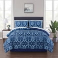 thumbnail image 1 of Mainstays Blue Medallion 8 Piece Bed in a Bag Comforter Set With Sheets, King, 1 of 6