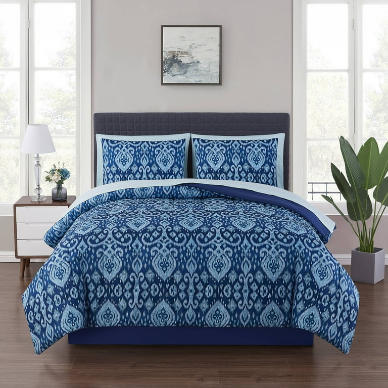 Mainstays navy medallion bed in a bag bedding deals