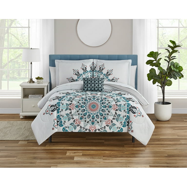 Mainstays navy medallion bed clearance in a bag bedding