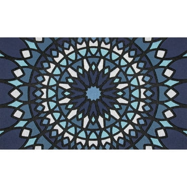 Mainstays Blue Medallion Rubber Doormat, 18" x 30"