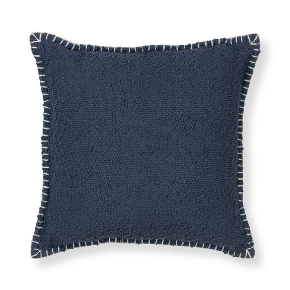 Mainstays Blue Pillow with Ivory Whipstitched Edges 18"x18" Square