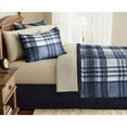 thumbnail image 1 of Mainstays Blue Plaid 8 Piece Bed in a Bag Comforter Set With Sheets, King, 1 of 5
