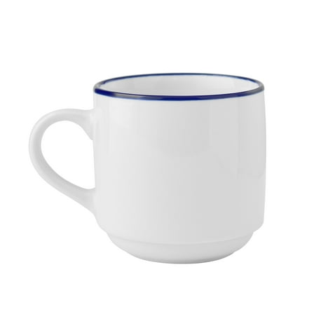 Mainstays 11oz Blue Rim Stoneware White Mug