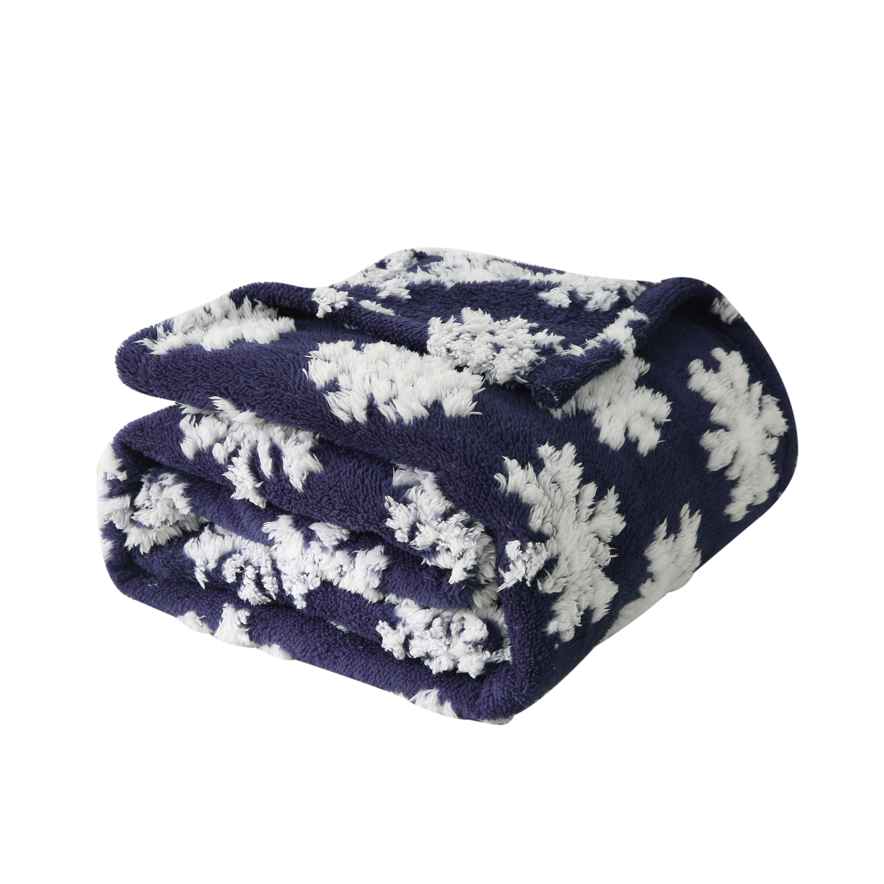 Mainstays Blue Snowflake Sherpa Throw Blanket, 50"x60"