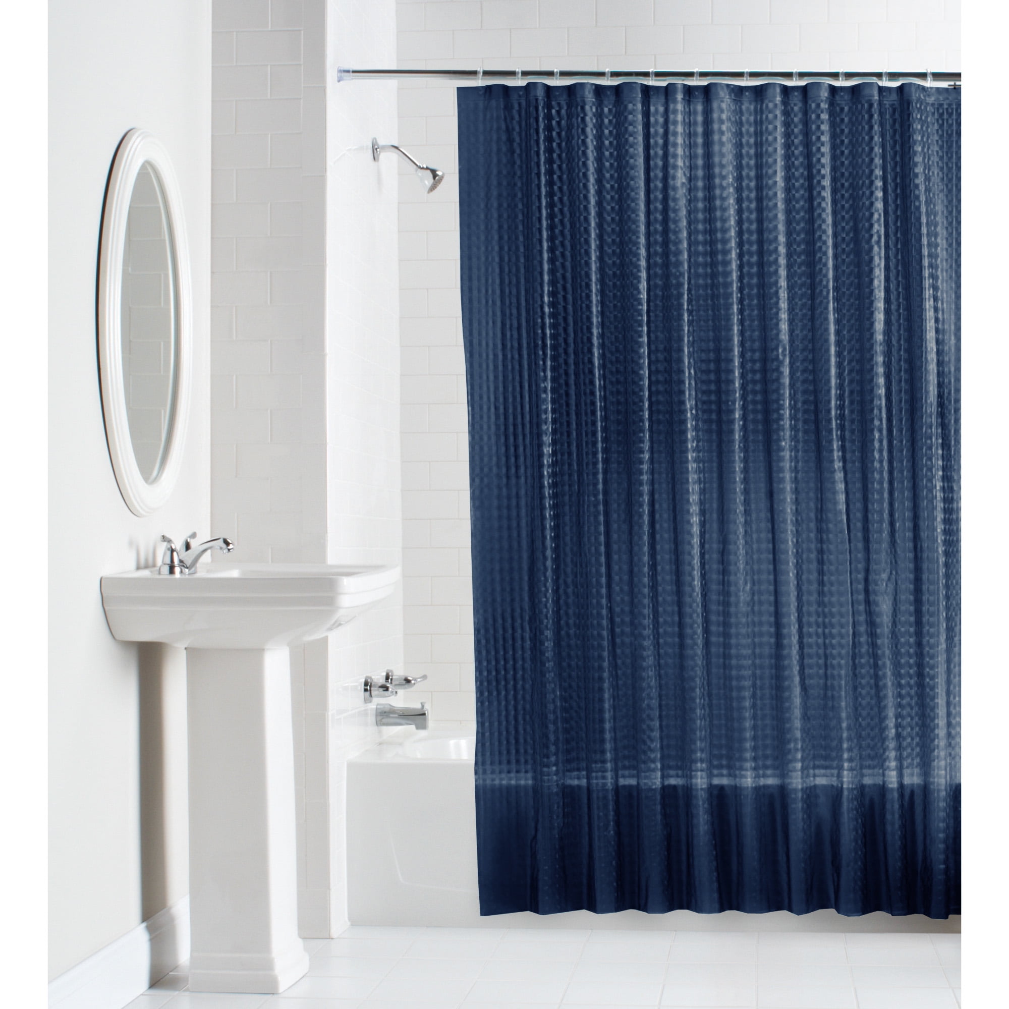 Mainstays Blue Solid Print PEVA,Polyethylene,Vinyl Shower Curtains, 72 ...