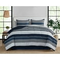 thumbnail image 1 of Mainstays Blue Stripe 8 Piece Bed in a Bag Comforter Set With Sheets, Queen, 1 of 9