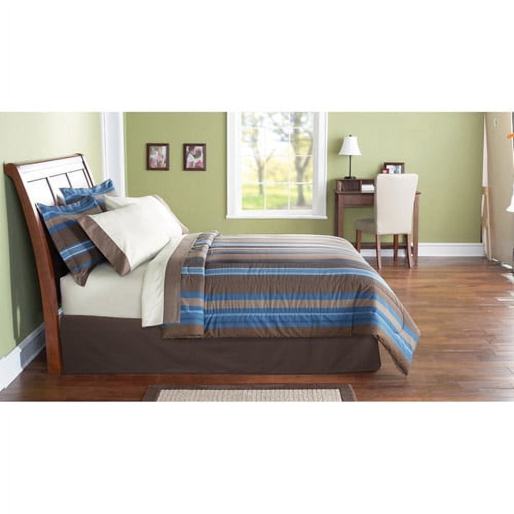 Mainstays Blue Stripe Bed in a Bag Bedding