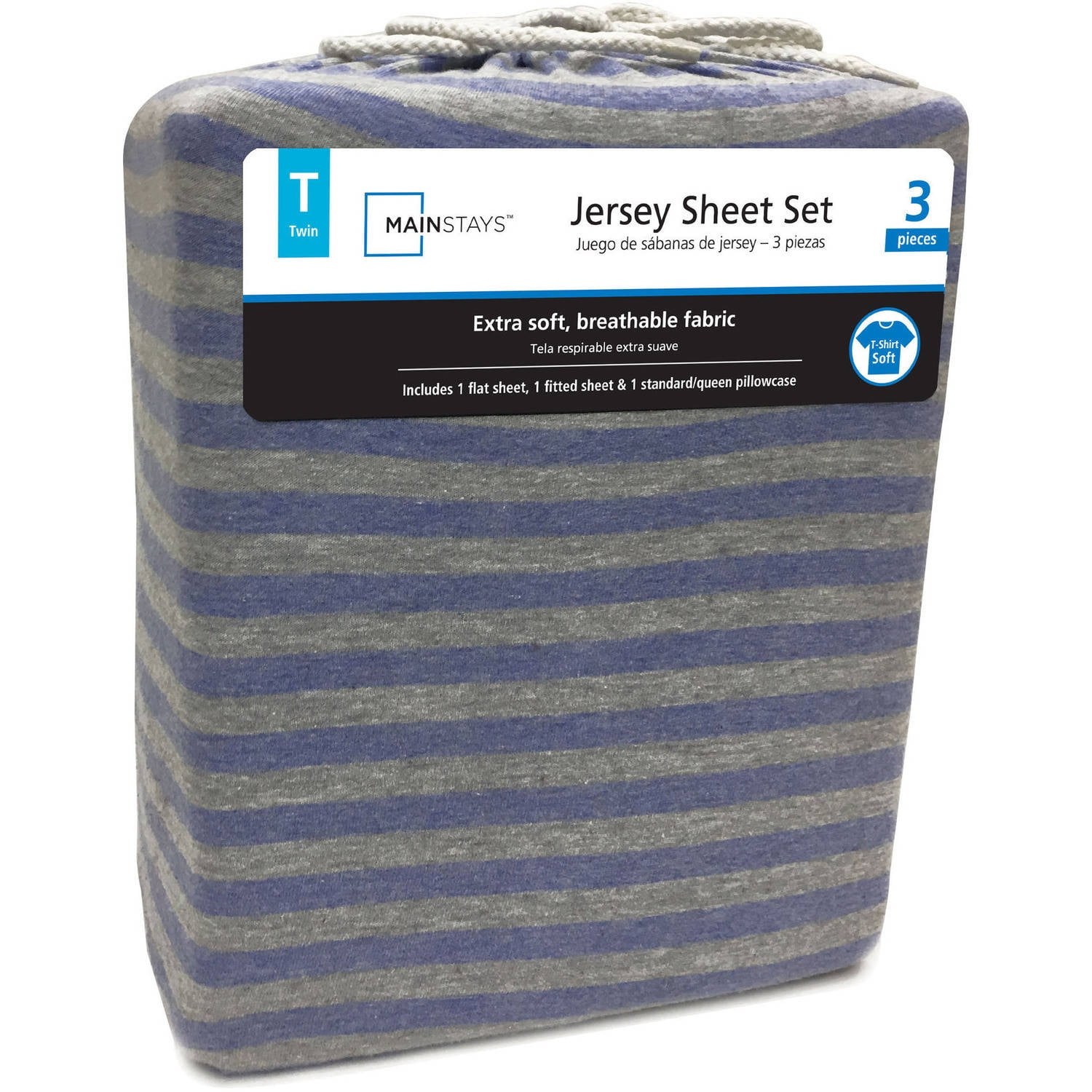 Mainstays Blue Stripe Twin Sheet Set Walmart