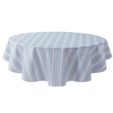 Mainstays PEVA Everyday, Indoor & Outdoor Tablecloth 70" Round, Saville Blue Stripe