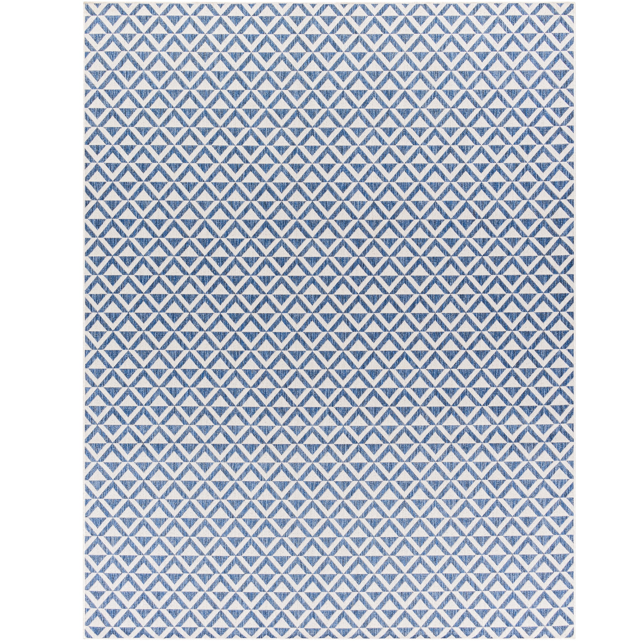 Mainstays Blue Turquoise Geometric Diamond Indoor/Outdoor Rug, 8'x10'