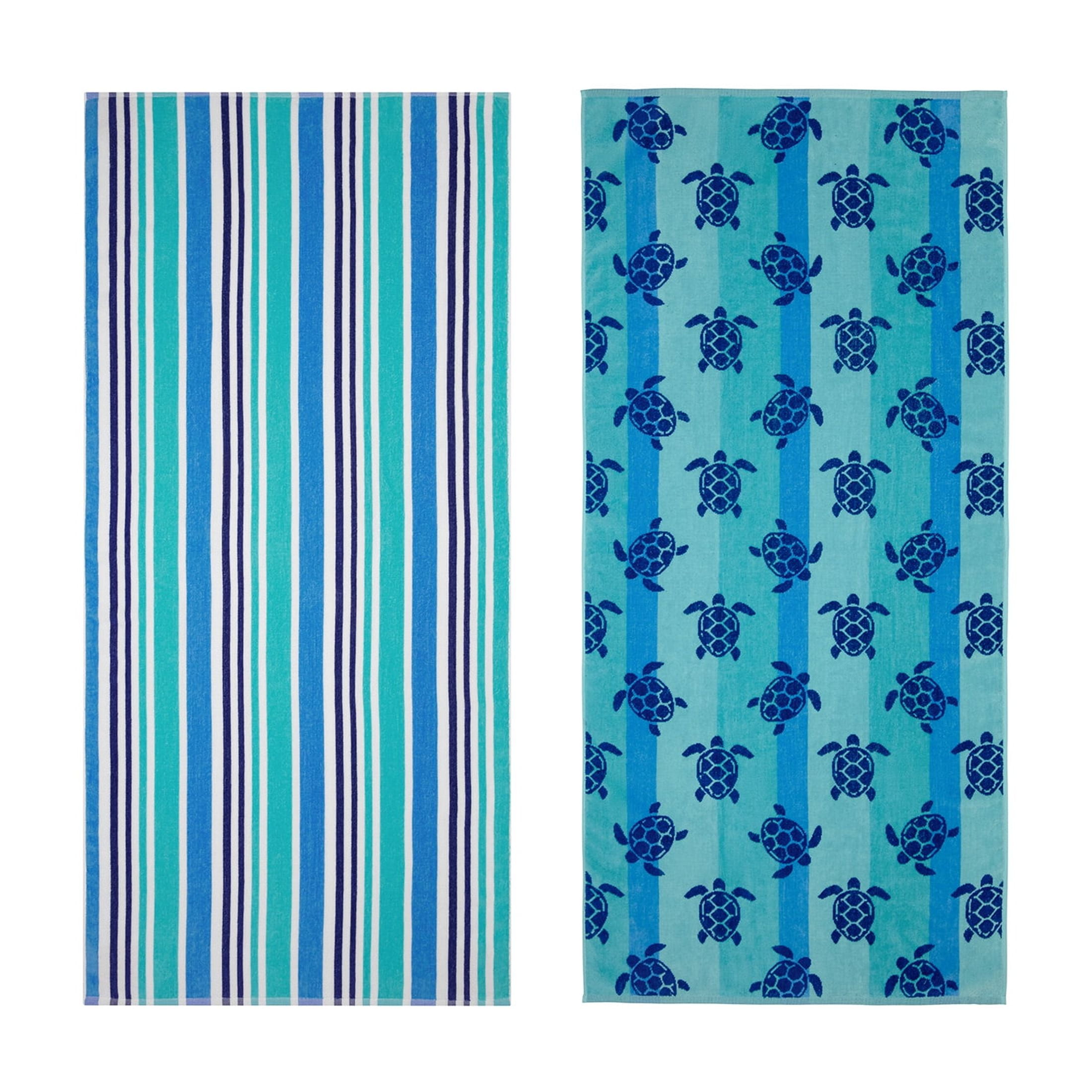 Mainstays Blue Turtles & Stripes Beach Towels (2 Count) - Walmart.com