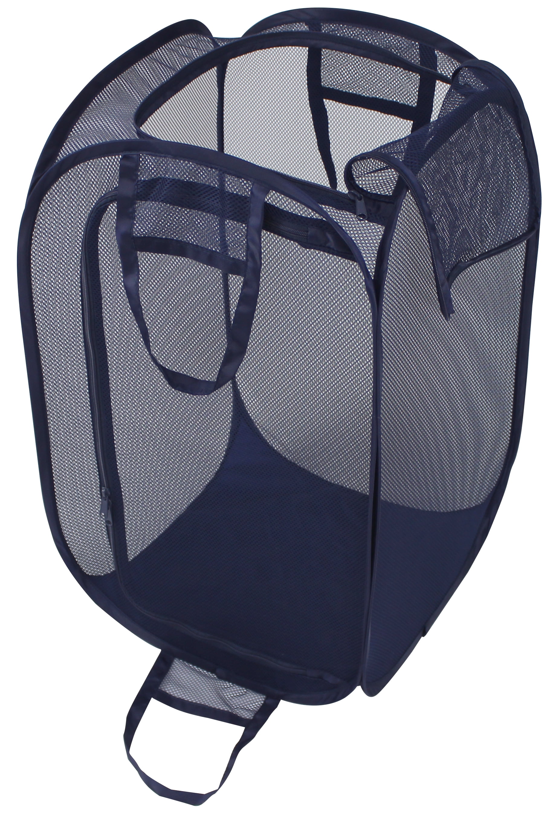 Mainstays Blue Pop-Up Mesh Laundry Hamper with Heavy Duty Handles