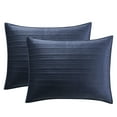 thumbnail image 1 of Mainstays Soft Velvet Stripe Quilted Pillow Sham, Dark Blue, King, 2 Pack, All Ages, 1 of 5