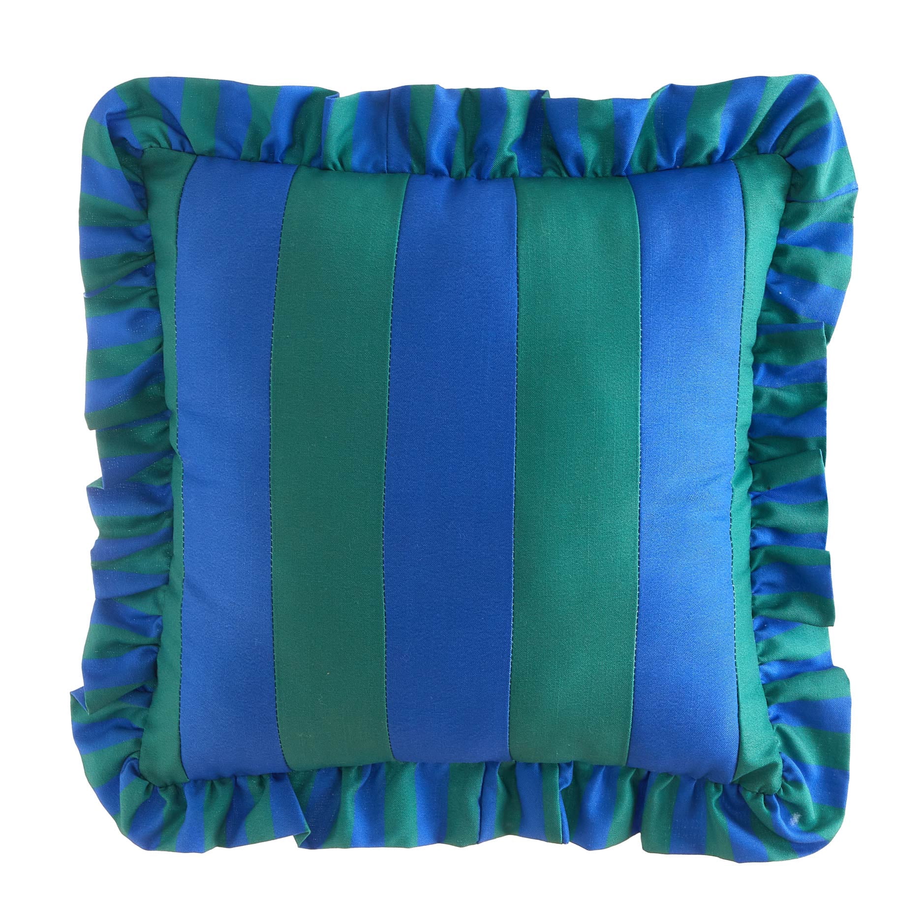 Mainstays 18" x 18" Blue and Green Ruffle Striped Pillow