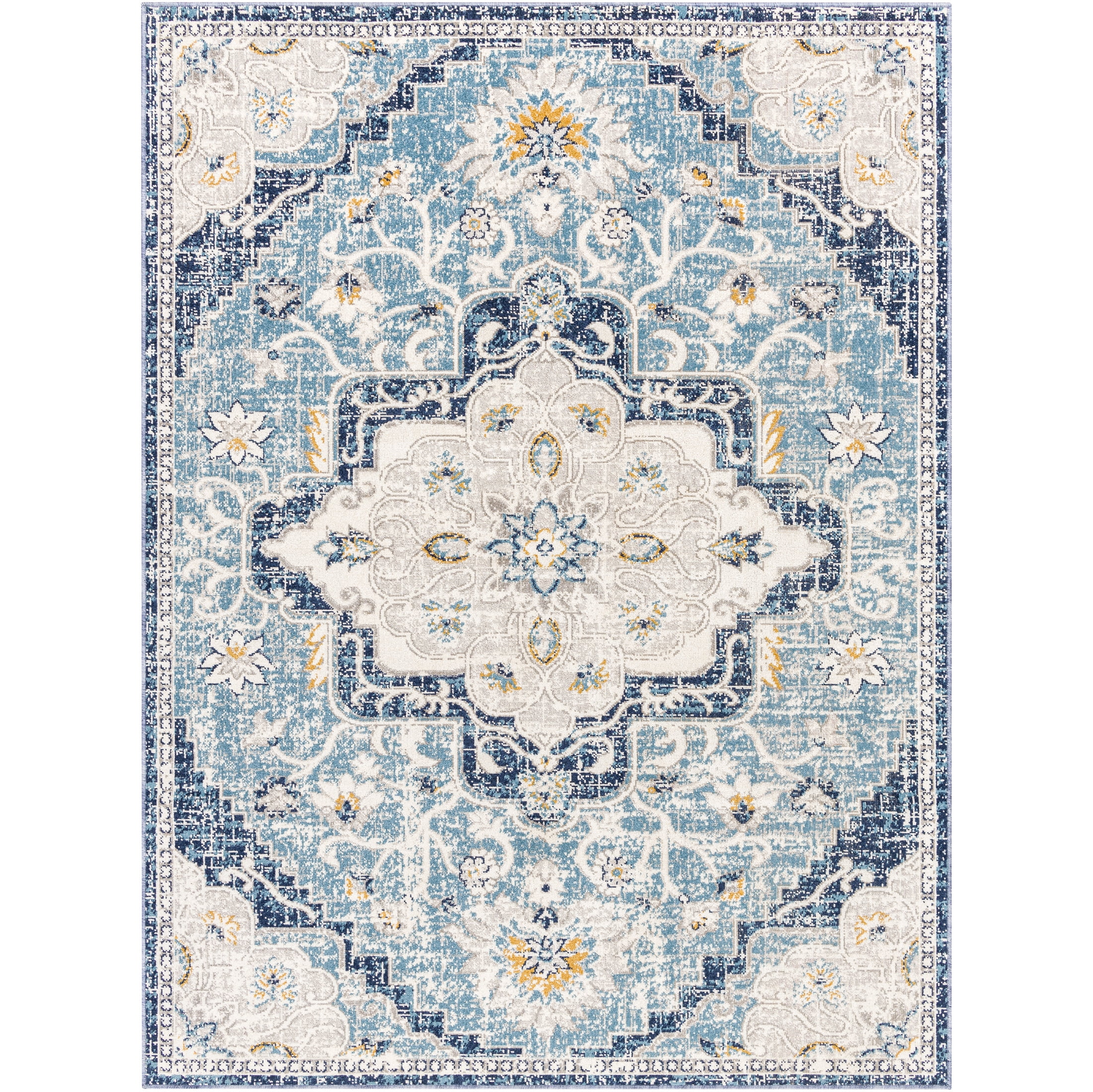 Mainstays Blue and White Persian Indoor/Outdoor Area Rug, 5'x7