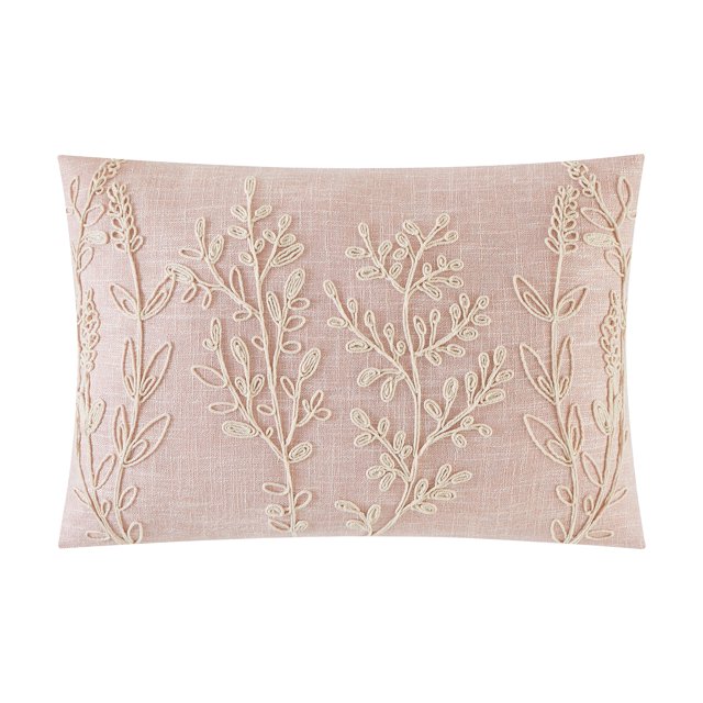 Mainstays Blush Embroidered Botanical Oblong Decorative Pillow 14" x 20