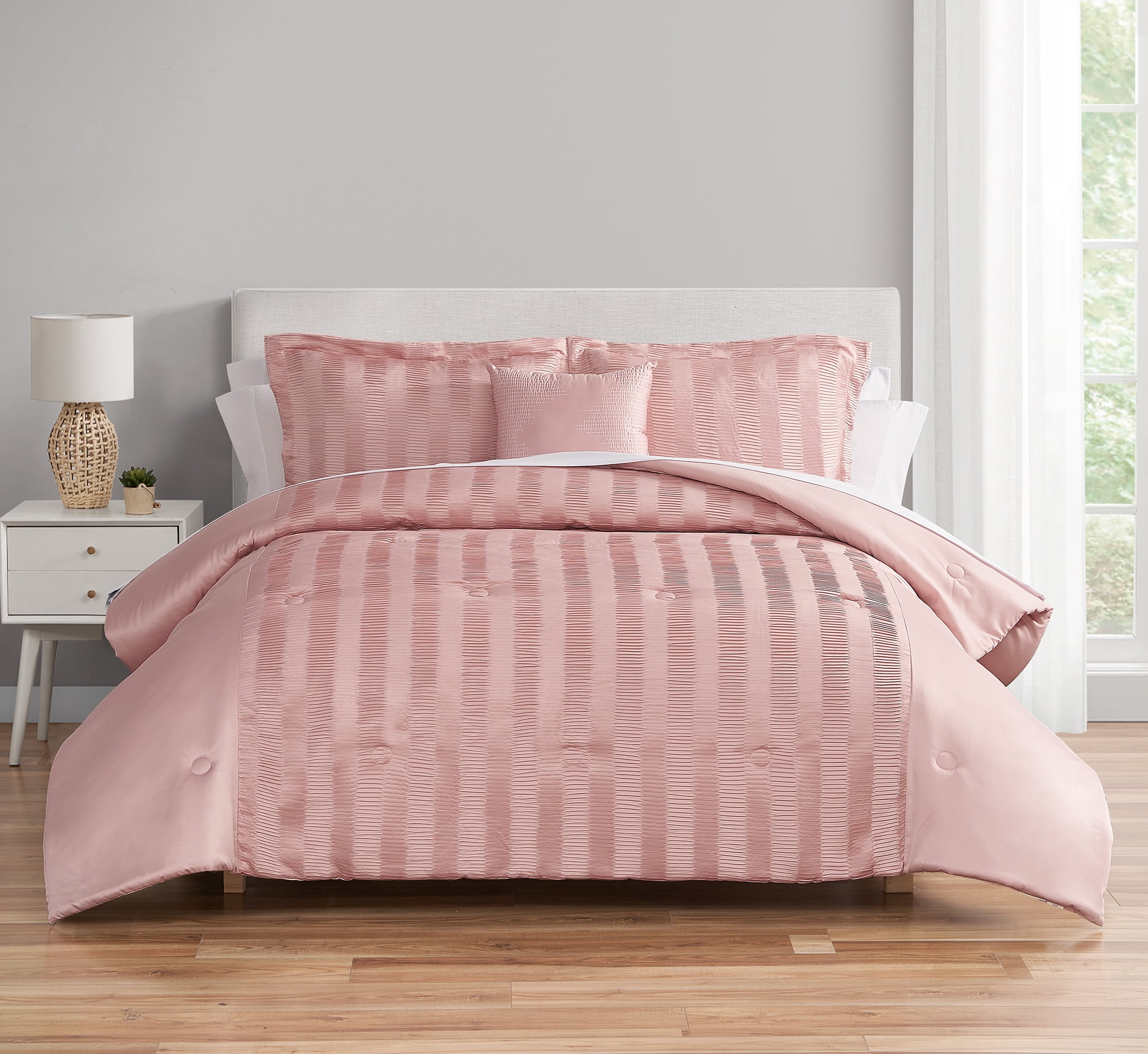 Mainstays Blush Pink 10 Piece Bed in A Bag Comforter Set with Sheets Queen