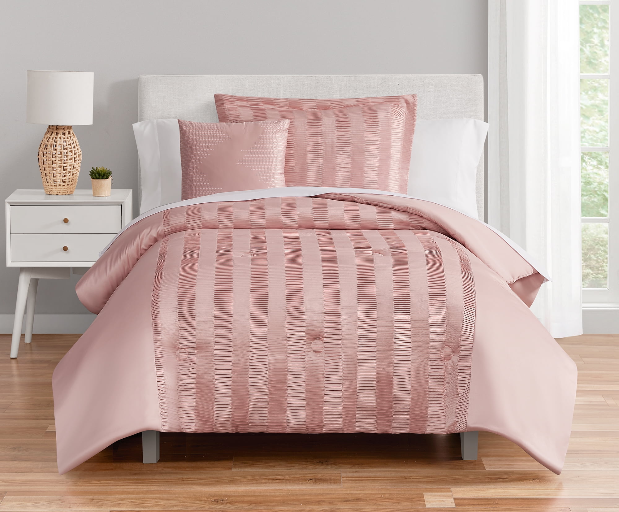 Mainstays Blush Pink 7 Piece Bed in a Bag Comforter Set with Sheets