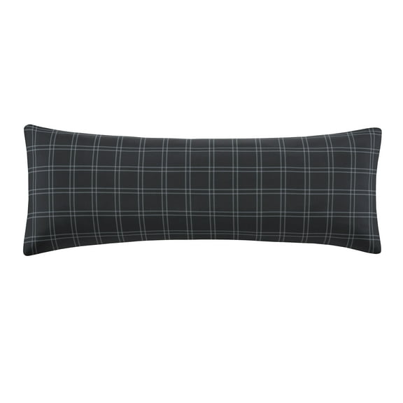 Mainstays Microfiber Body Pillowcase - Windowpane Plaid Black & Grey - 20"x52" - 1Pack
