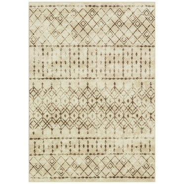Mainstays Bohemian Diamond Brown Indoor Area Rug, 7' x 10'