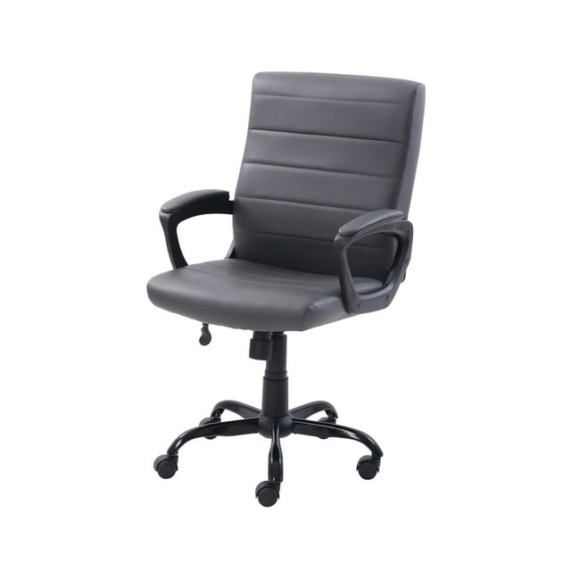 Mainstays Bonded Leather Mid-Back Manager's Office Chair, Gray