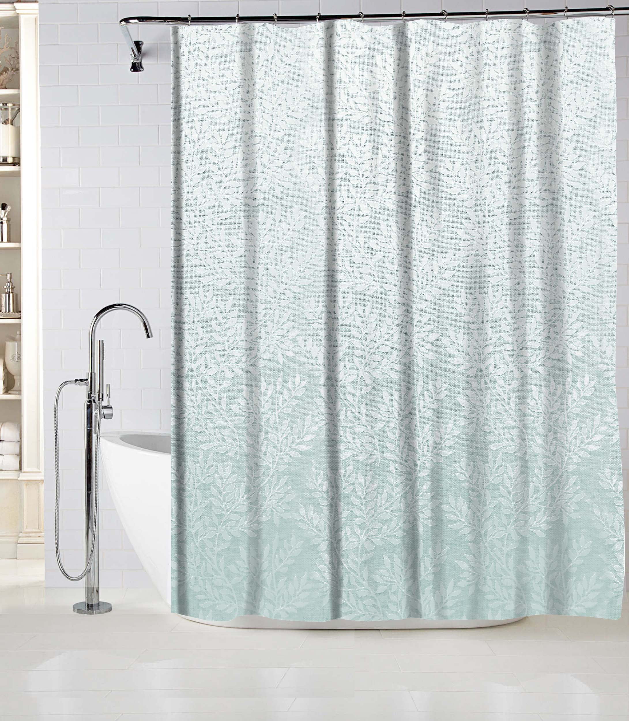 Mainstays Botanical Leaves Jacquard 70" x 72" Fabric Shower Curtain