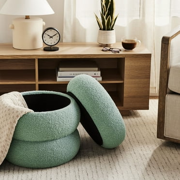 Mainstays Boucle Cloud Storage Ottoman, Sage