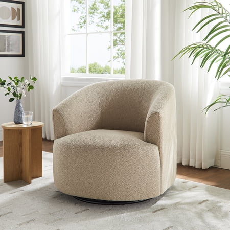 MAINSTAYS BOUCLE SWIVEL ACCENT CHAIR, TAUPE