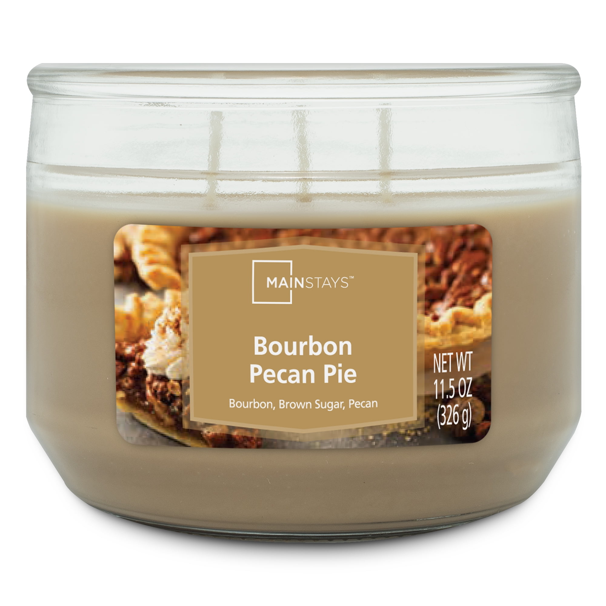 Mainstays Bourbon Pecan Pie Scented 3 Wick Candle, 11.5 oz.