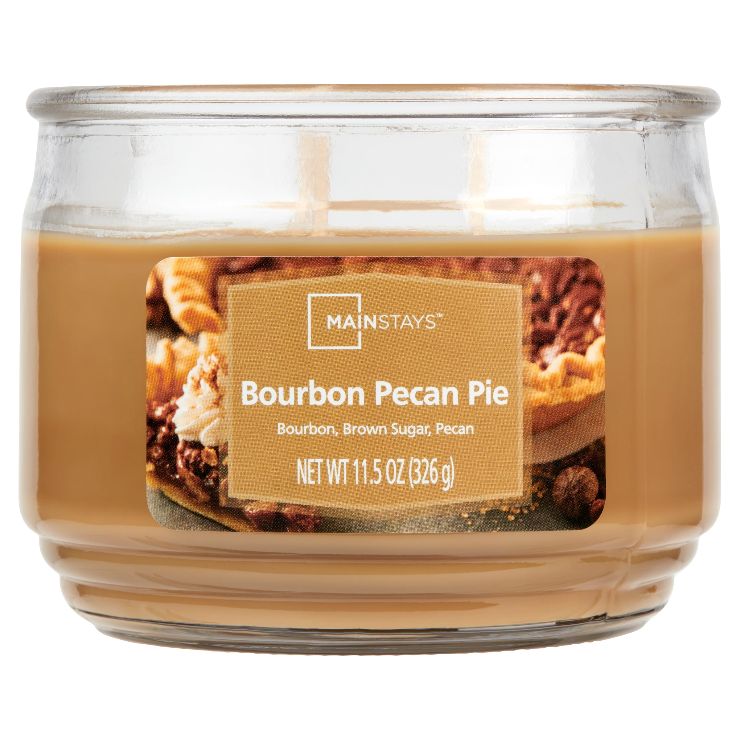 Mainstays Bourbon Pecan Pie Scented 3-Wick Glass Jar Candle, 11.5 oz