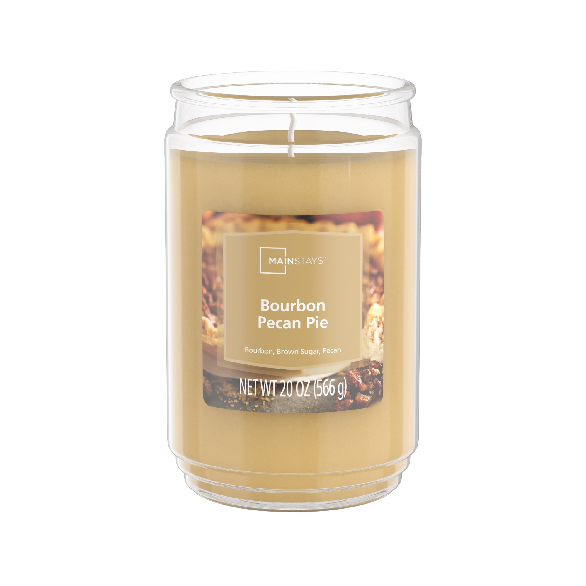Mainstays Bourbon Pecan Pie Scented Single-Wick Large Glass Jar Candle, 20 oz