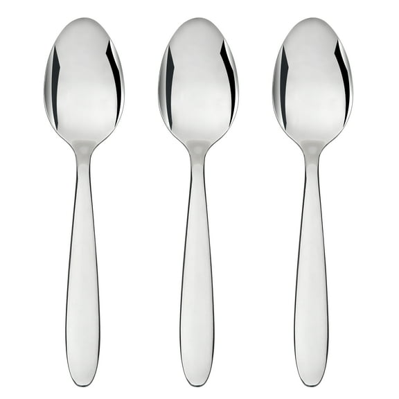 Mainstays Breck Stainless Steel Adult Dinner Spoon, 3-Piece Set, Silver