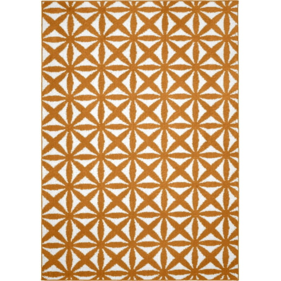 Mainstays Bright Eyed Suzy Polypropylene Orange/White Indoor Area Rug, 5' x 7'