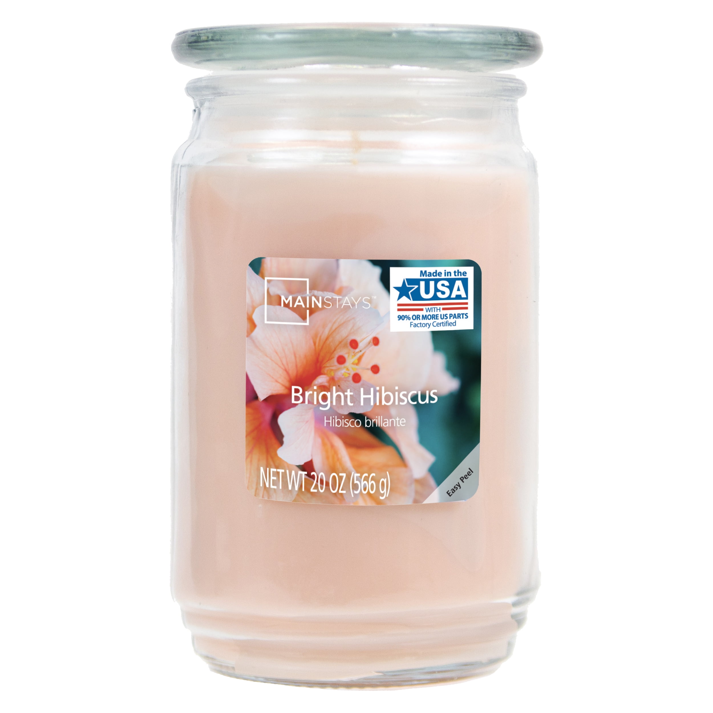 Mainstays Bright Hibiscus Scented Single-Wick Large Glass Jar Candle, 20 oz.