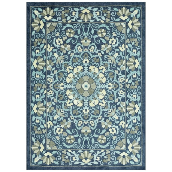 Mainstays Bright Persian Medallion Blue Multicolor Indoor Area Rug, 5'x7'