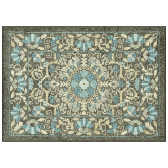 Mainstays Bright Persian Medallion Gray Blue Indoor Accent Rug, 1'8" x 2'10"