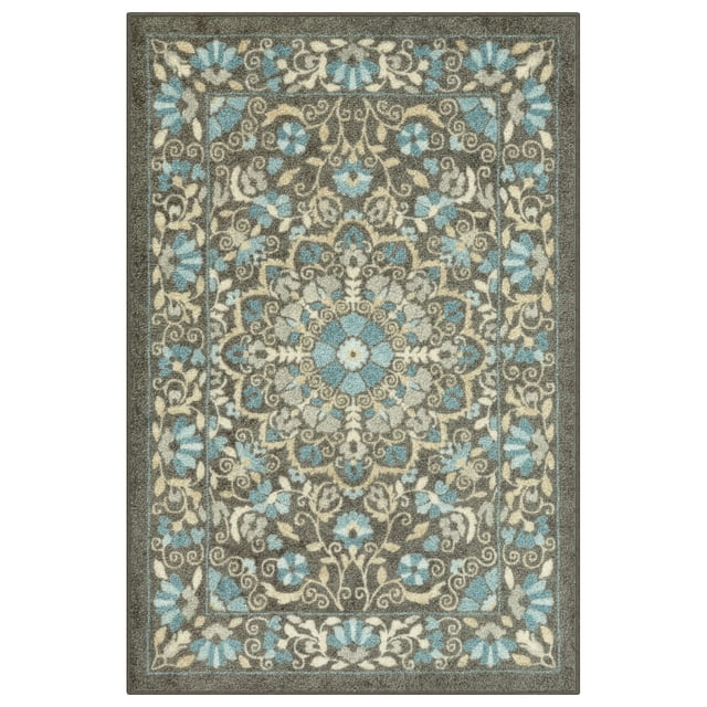 Mainstays Bright Persian Medallion Gray Blue Indoor Accent Rug, 2'6