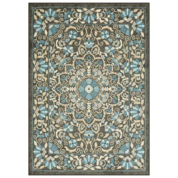 Mainstays Bright Persian Medallion Gray Blue Indoor Area Rug, 4'x5'4"
