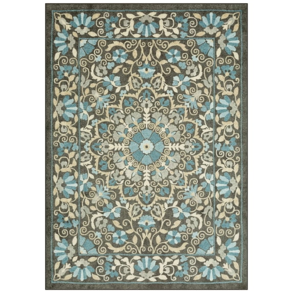 Mainstays Bright Persian Medallion Gray Blue Indoor Area Rug, 5'x7'